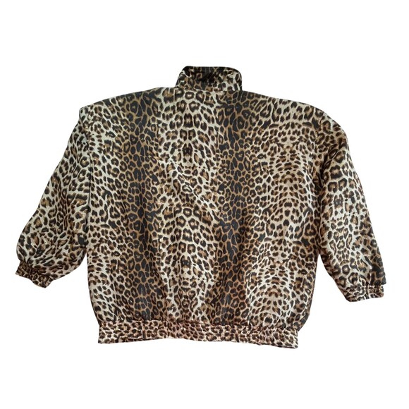 Vintage 90s Fuda‎ International Bomber Jacket Silk Long Sleeve Leopard Retro 1X - Picture 10 of 13